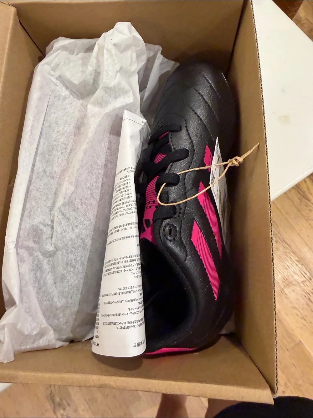 adidas Kids Black and Pink Soccer Sneakers